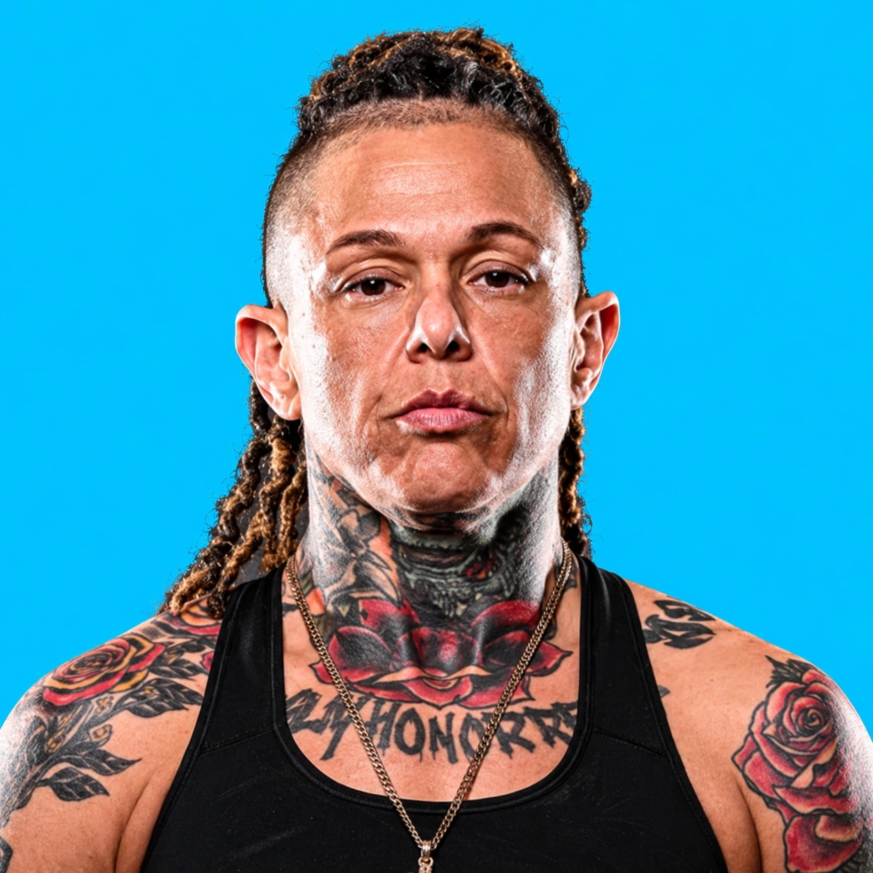 Christine Ferea headshot against a bright blue background