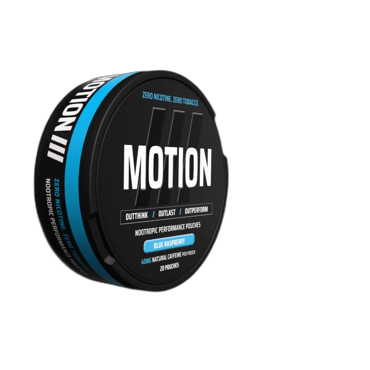 MOTION Blue Raspberry nicotine-free pouch can