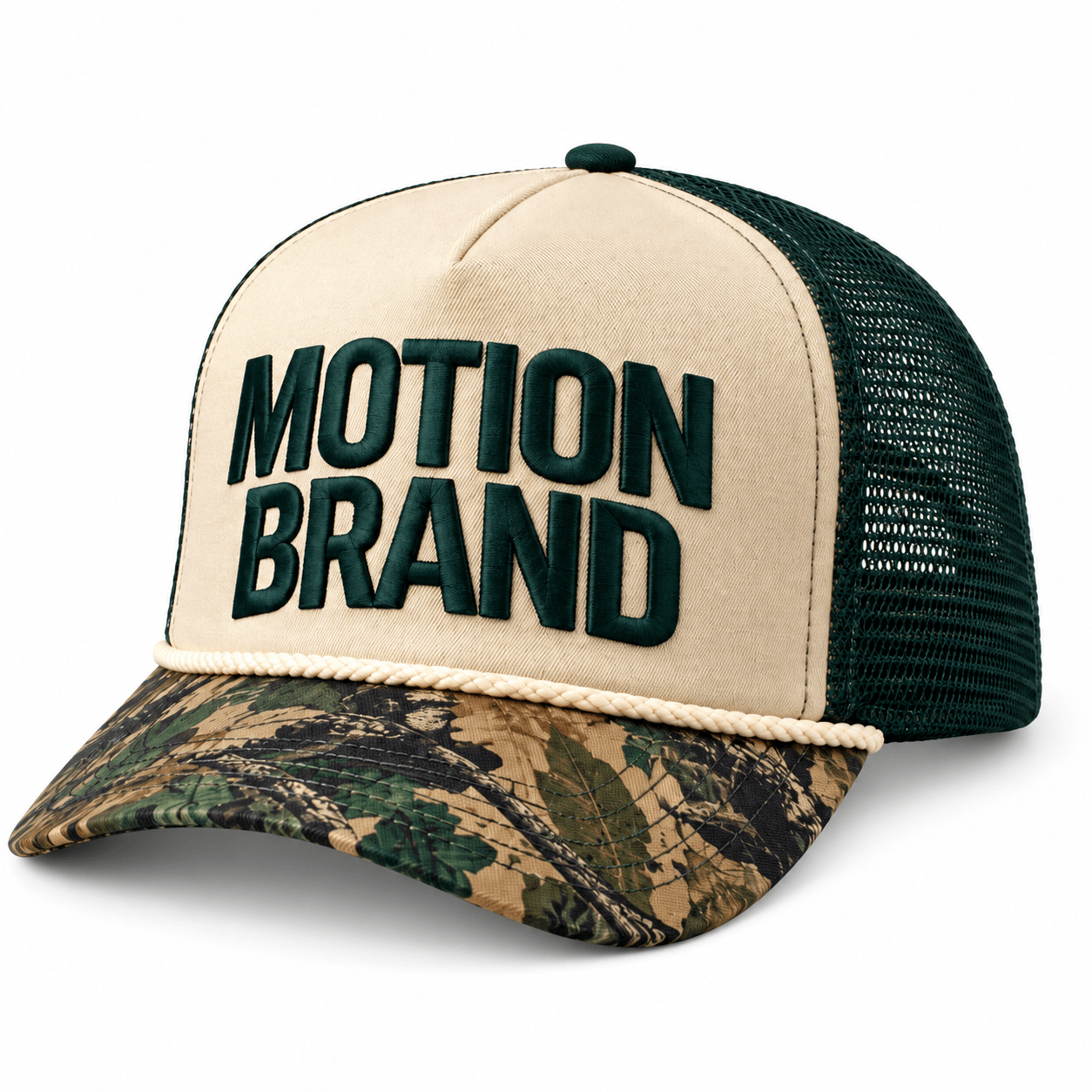 MOTION Forest Camo Trucker, photo 1: Forest camo trucker front view on white