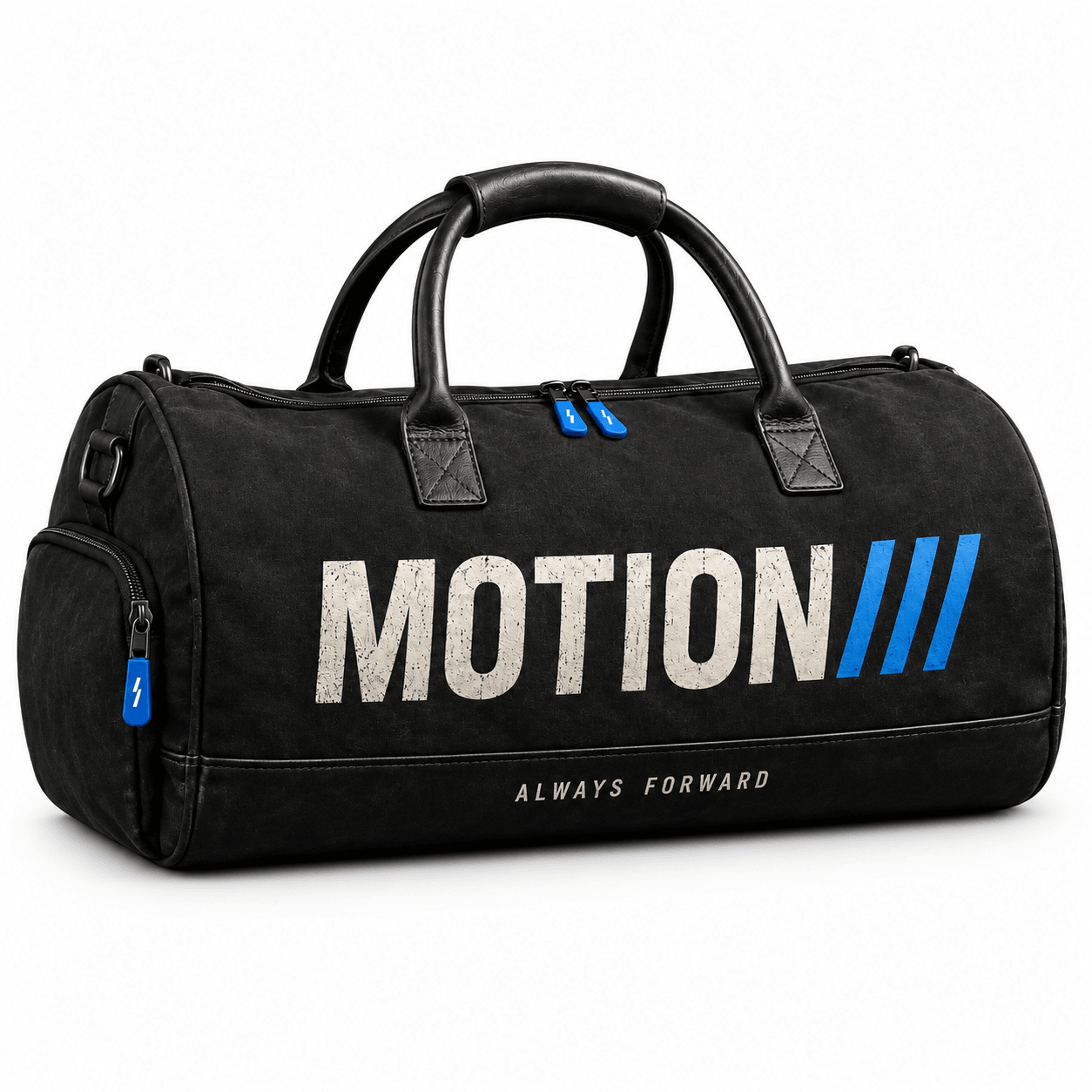MOTION heritage duffel three-quarter view on white