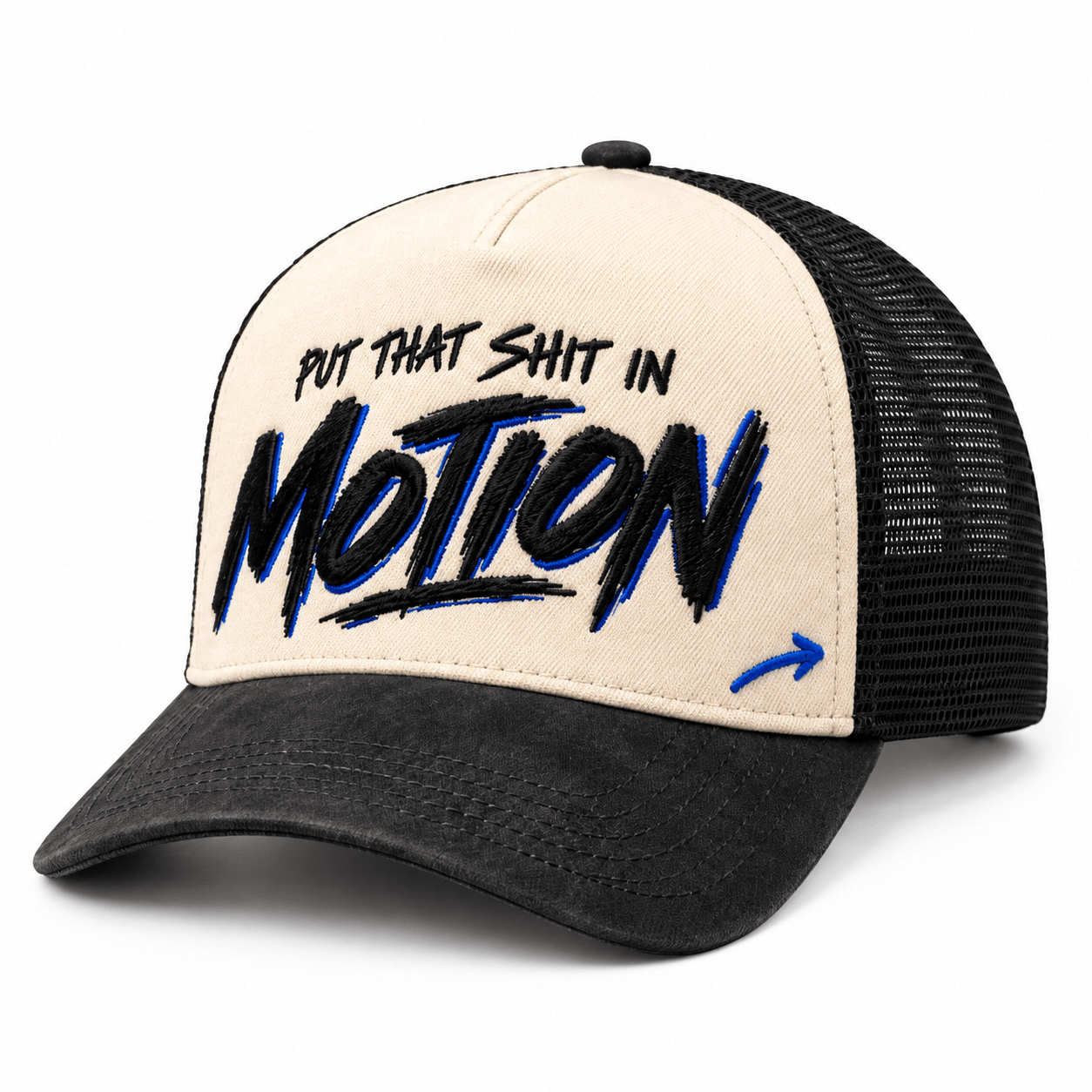 Put That Shit in MOTION Trucker, photo 1: Put That Shit in MOTION trucker front view on white