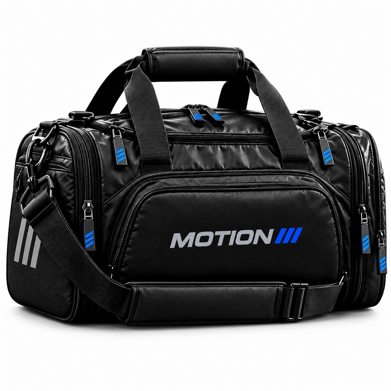 MOTION Travel Duffel, photo 1: MOTION travel duffel with shoulder strap on white