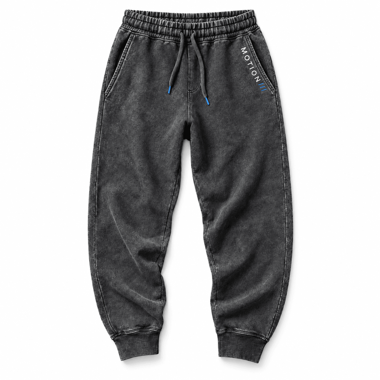 MOTION Vertical Logo Joggers, photo 1: Washed-charcoal vertical logo MOTION joggers on white